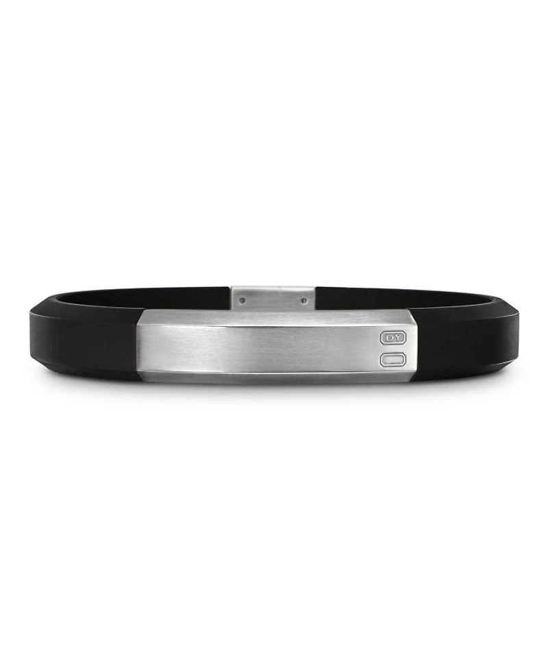 Men's Sterling Silver Streamline® Black Rubber Statement Bracelet