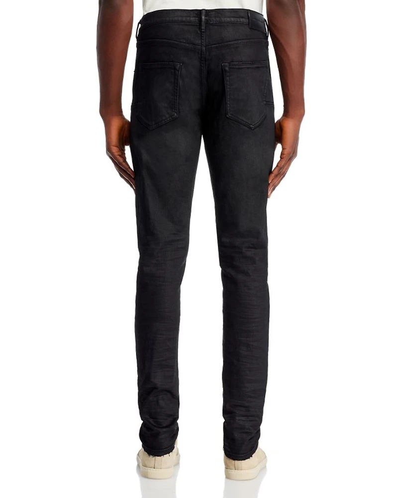 3-D Resin Skinny Fit Jeans Black Repair