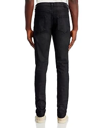 3-D Resin Skinny Fit Jeans Black Repair