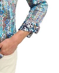 Merola Cotton Stretch Printed Classic Fit Button Down Shirt