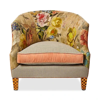 Mackenzie-Childs Field Study Floral & Gingham Accent Chair