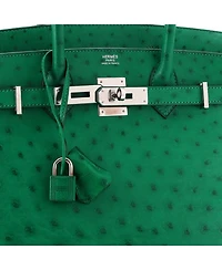 Birkin 30 Handbag Green Ostrich with Palladium Hardware