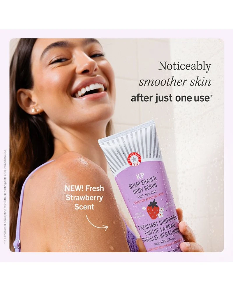 KP Bump Eraser Body Scrub with 10% AHA Exfoliant for Keratosis Pilaris - Strawberry