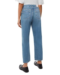 Hollie Button-Fly High Rise Cropped Straight Jeans Denim