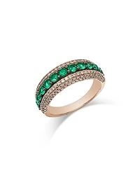 Bloomingdale's Fine Collection Emerald & Champagne Diamond Multi-Row Ring
