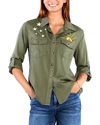 Hello Sunshine Embroidered Denim Shirt