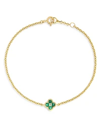 Bloomingdale's Fine Collection Emerald & Diamond Bezel Clover Chain Link Bracelet