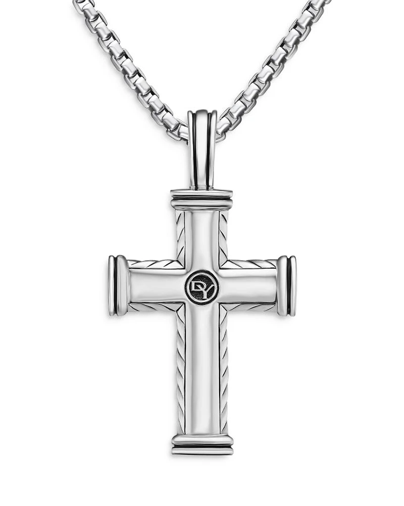 Chevron Cross Pendant in Sterling Silver, 41.5mm