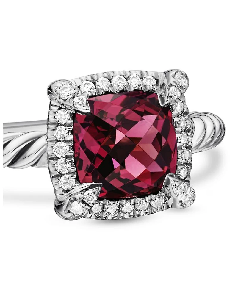 Sterling Silver Petite Chatelaine® Ring with Garnet & Diamonds - Exclusive