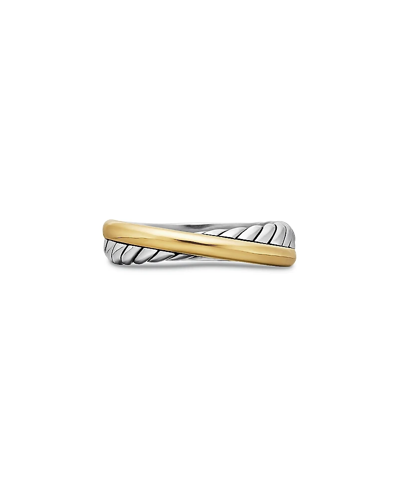 David Yurman Sterling Silver & 18K Yellow Gold Crossover Ring