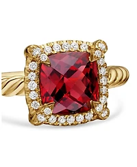 Petite Châtelaine® Pavé Bezel Ring 18K Yellow Gold with Pink Tourmaline