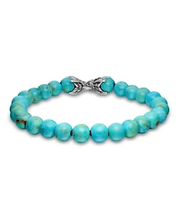 Men's Spiritual Beads Bracelet Sterling Silver with Turquoise, 8mm