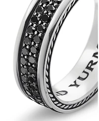 Men's Streamline® Two Row Band Ring Sterling Silver with Black Diamonds, 6.5mm