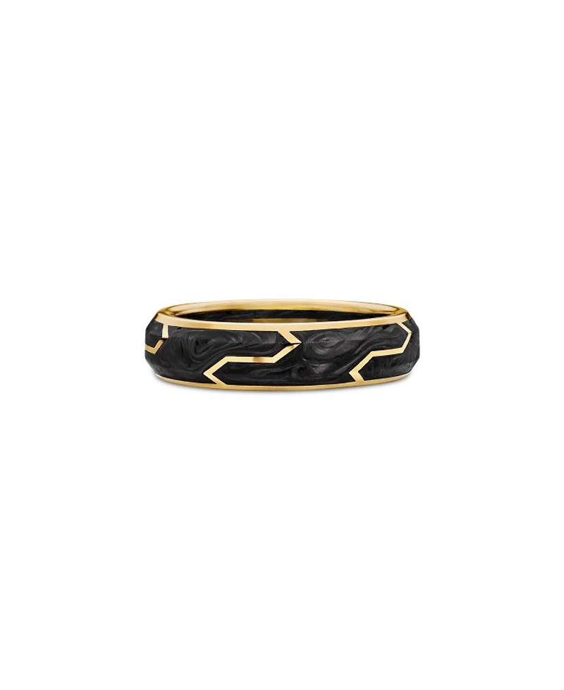 Men's Forged Carbon Band Ring 18K Gold