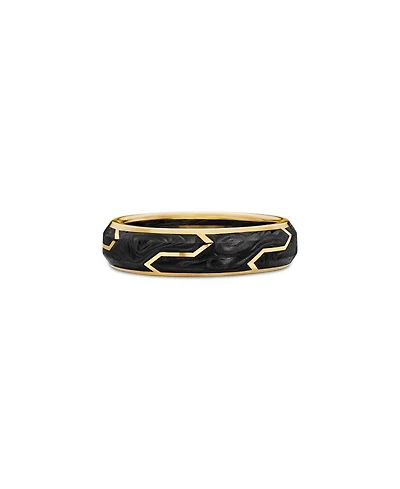 Men's Forged Carbon Band Ring 18K Gold