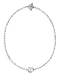 18K White Gold Micro Chain Necklace with Diamonds, 0.93 tcw