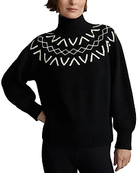 Varley Marcie Fair Isle Yoke Mock Neck Knit Sweater