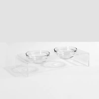Small Clear Double Glass Bowl Pet Feeder