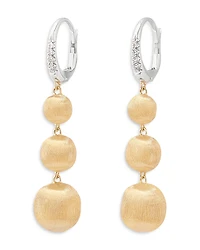 Marco Bicego 18K White & Yellow Gold Africa Diamond Textured Bead Triple Drop Earrings