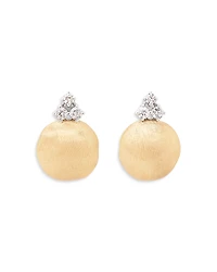 Marco Bicego 18K White & Yellow Gold Africa Diamond Cluster & Textured Bead Stud Earrings