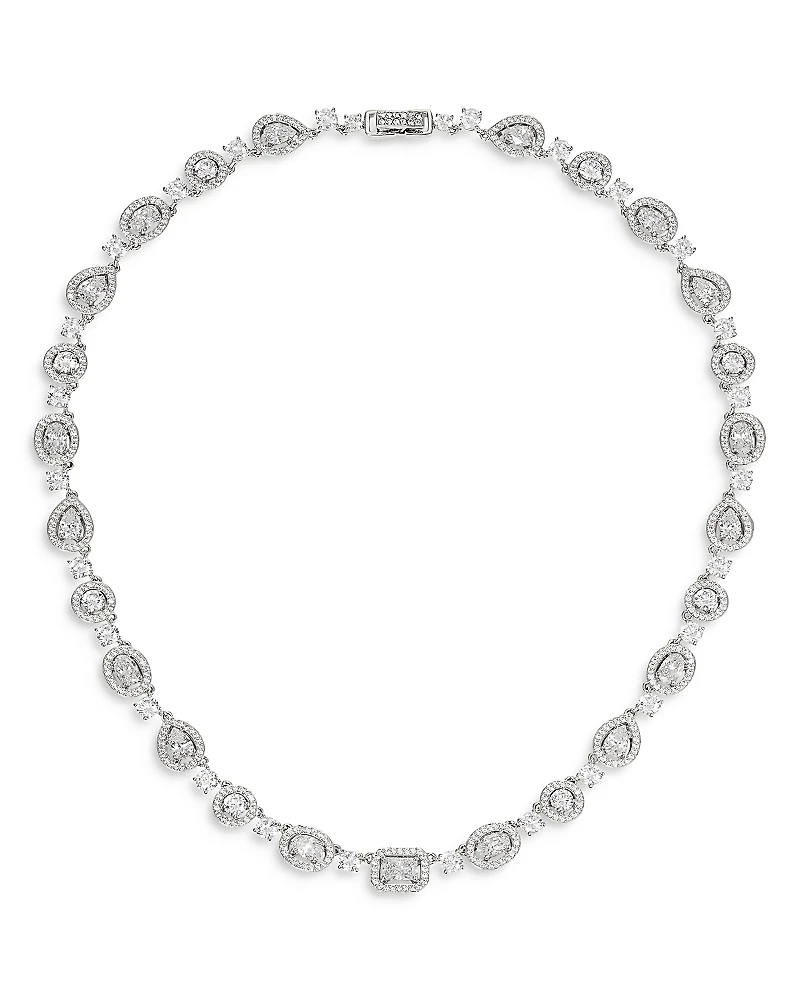 Nadri Radiant Cubic Zirconia Halo Collar Necklace