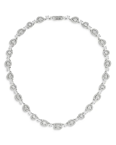 Nadri Radiant Cubic Zirconia Halo Collar Necklace