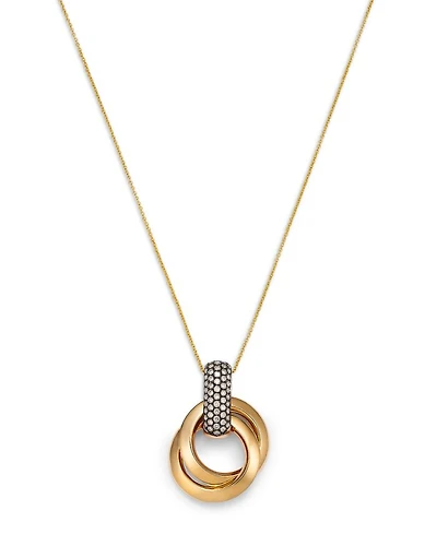 Diamond Double Circle Necklace in 14K Yellow Gold, 0.45 tcw