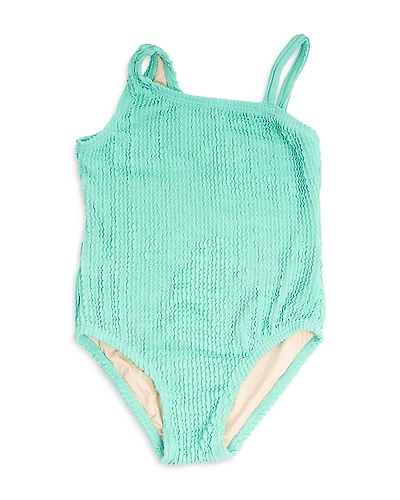 Shade Critters Girls' One Shoulder Textured Crinkle Piece Swimsuit - Little Kid, Big Kid