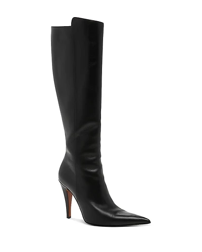 McQueen Women's Pointed Toe High Heel Leather Boots