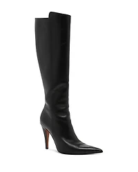 McQueen Women's Pointed Toe High Heel Leather Boots
