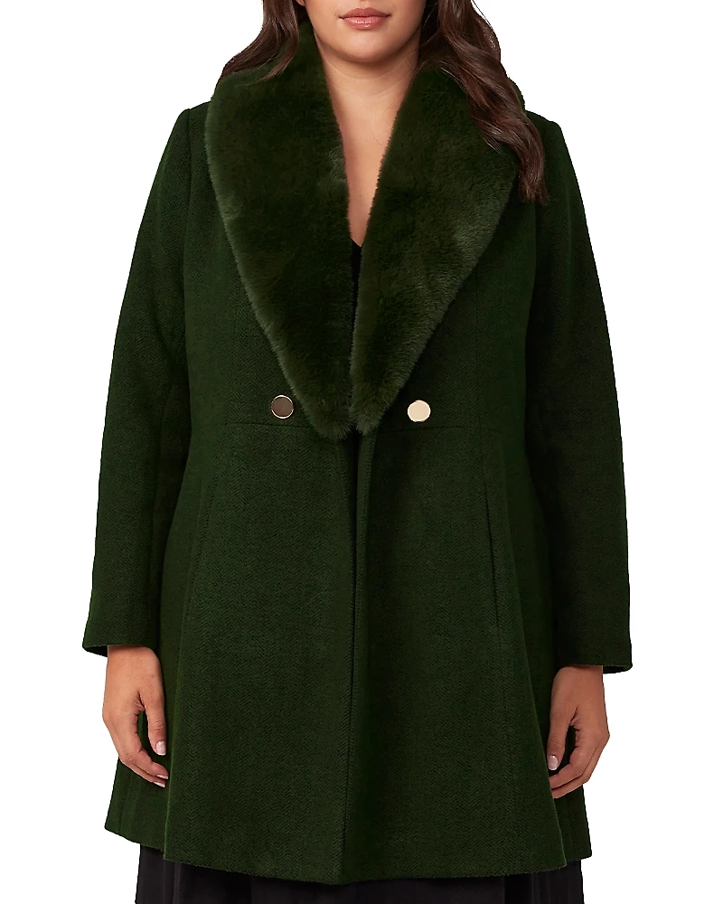 Estelle Plus Grammys Faux Fur Trimmed Coat