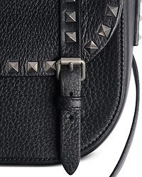 Rockstud Textured Leather Messenger Bag
