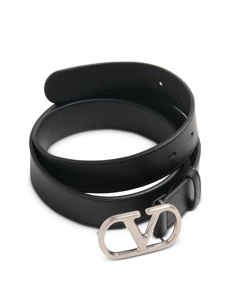 Men's Logo Buckle Leather Belt