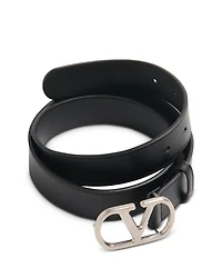 Men's Logo Buckle Leather Belt