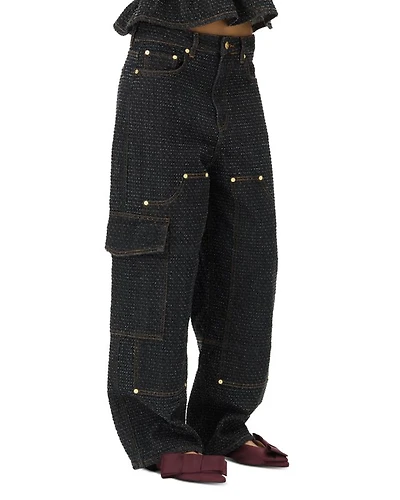 Fluffy Denim Carpenter Jeans Black