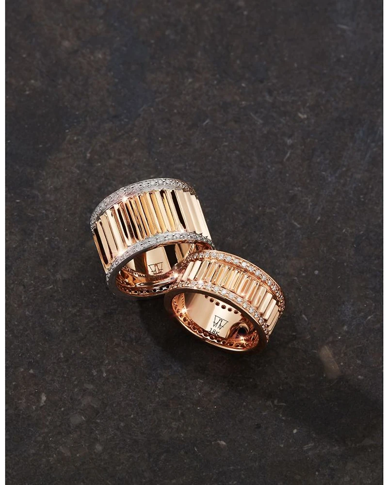 18K Rose Gold & Diamond Clive Fluted Band Ring, 0.68 tcw