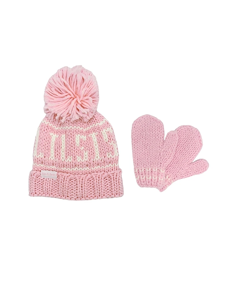 Bits & Bows Girls' Lil Sis Bobble Hat Mittens Set - Baby, Little Kid