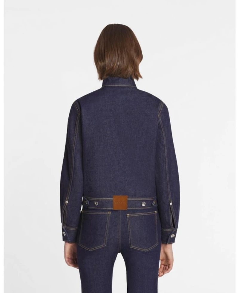 Ascot Collar Jacket Denim