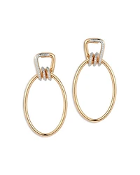 18K Rose & White Gold Huxley Diamond Coil Link Drop Hoop Earrings