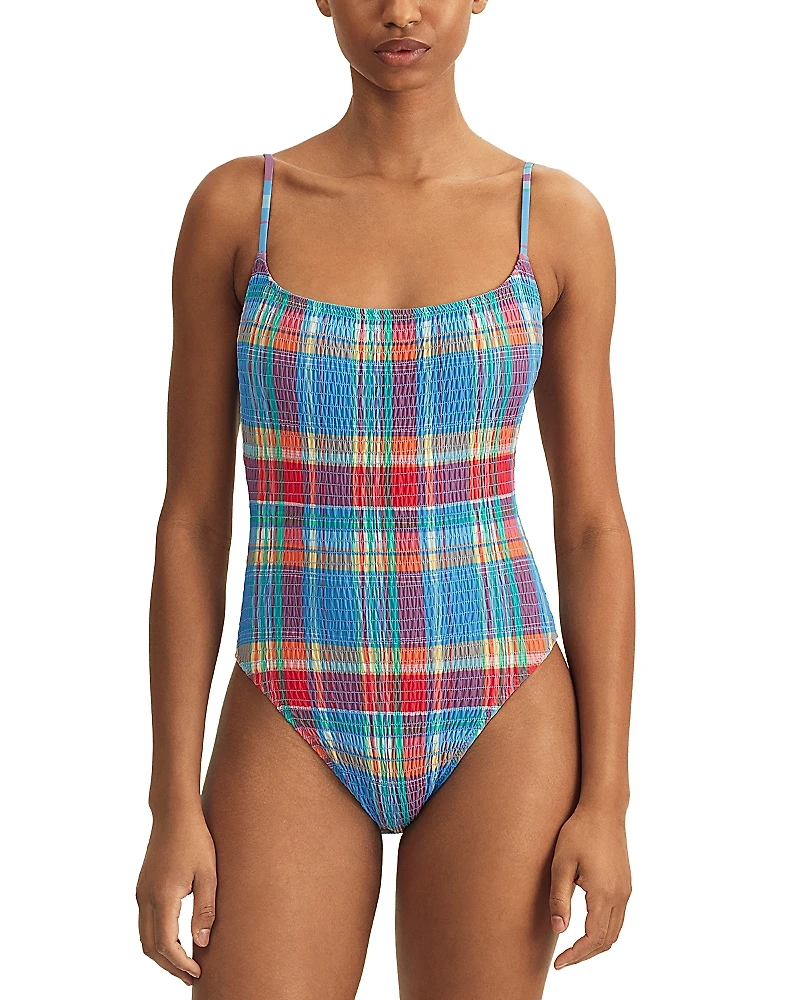 Polo Ralph Lauren Kennedy Smocked One Piece Swimsuit
