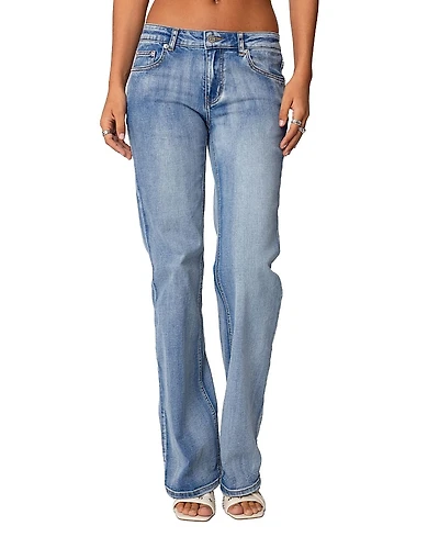 Edikted Boot Cut Washed Low Rise Jeans