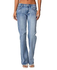 Edikted Boot Cut Washed Low Rise Jeans