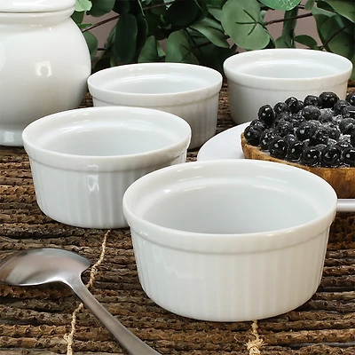 Bia Cordon Bleu Porcelain 4.5 oz. White Ramekins, Set of 4