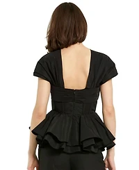 Faille Twist Bustier Peplum Top
