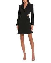 Crepe Blazer Rhinestone Trim Mini Dress