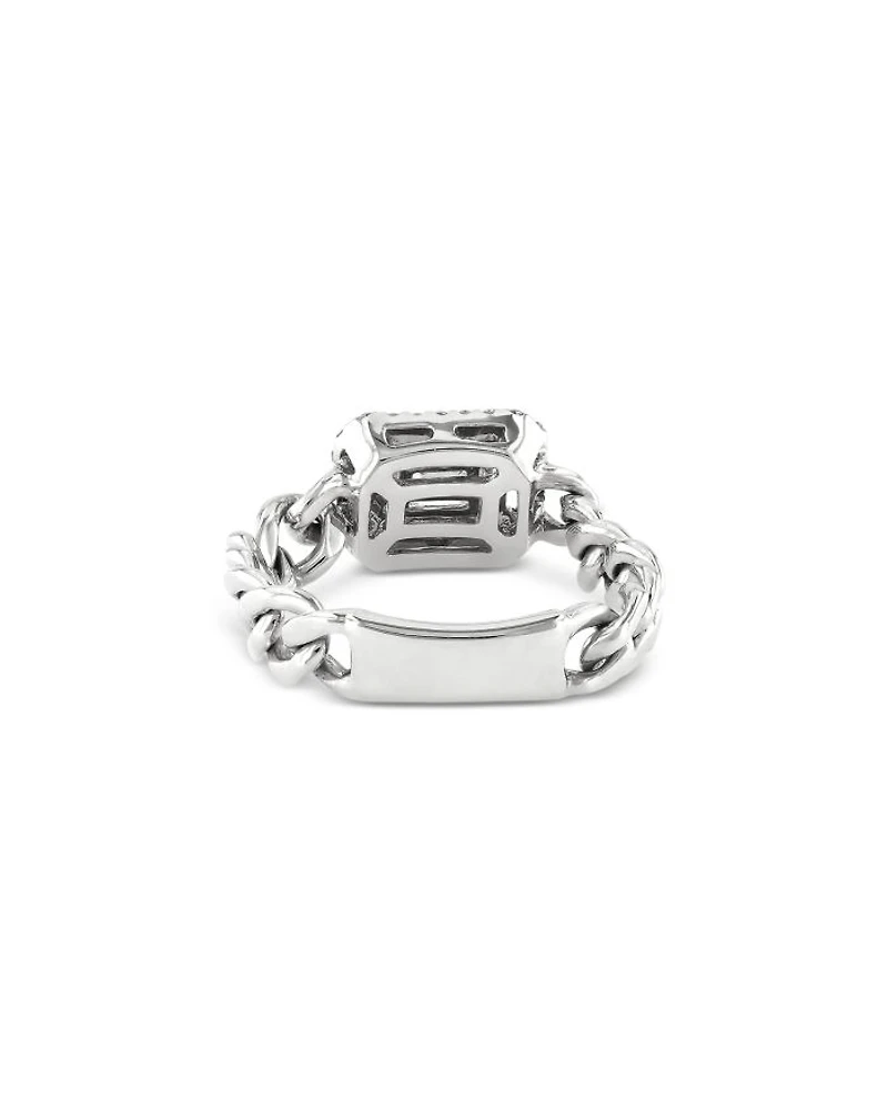 18K White Gold Groumette Link Ring with Diamonds, 0.43 tcw