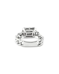 18K White Gold Groumette Link Ring with Diamonds, 0.43 tcw