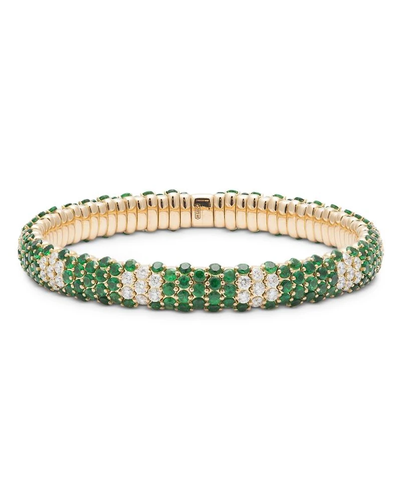 18K Yellow Gold Tsavorite & Diamond Stretch Bracelet
