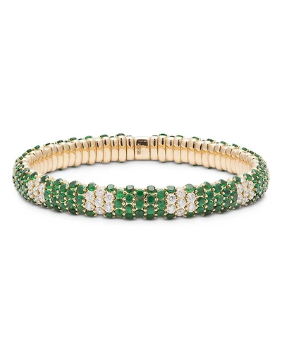 18K Yellow Gold Tsavorite & Diamond Stretch Bracelet