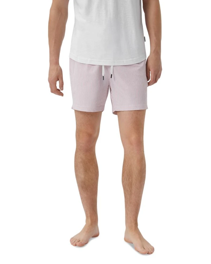 Charles Cotton & Nylon Stripe Regular Fit 5" Swim Trunks